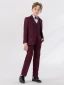 Bordeaux 5 pièces Manches Longues Costume Garçon Mariage 2024 Manteau Pantalon Chemise Cravate Gilet