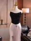 Sexy Blozen Roze Strik Avondjurken 2025 Trompet / Zeemeermin Strapless Mouwloos Ruglooze Sweep Trein Avond Gelegenheid Jurken