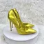 Chic / Beautiful Gold Cocktail Party Patent Leather Pumps 2023 12 cm Stiletto Heels Pointed Toe Pumps High Heels