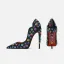 Overdreven Multi-Kleuren Pailletten Zwarte Avond Leer Pumps 2025 12 cm Naaldhakken / Stiletto Spitse Neus Pumps Hoge Hakken