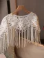 Vintage / Retro White Lace Flower Tassel shawl Casual 2025