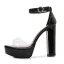 Sexy Transparent Schwarz Abend Sandalen Damen 2022 Knöchelriemen 12 cm Thick Heels Peeptoes Sandaletten Hochhackige