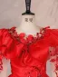 Vintage / Retro Red Beading Sequins Lace Flower Appliques Prom Dresses 2025 Ball Gown Scoop Neck Long Sleeve Backless Floor-Length / Long Formal Dresses