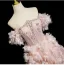 Flower Fairy Blushing Pink Handmade  Beading Pearl Rhinestone Appliques Prom Dresses 2025 Ball Gown Off-The-Shoulder Short Sleeve Backless Floor-Length / Long Formal Dresses