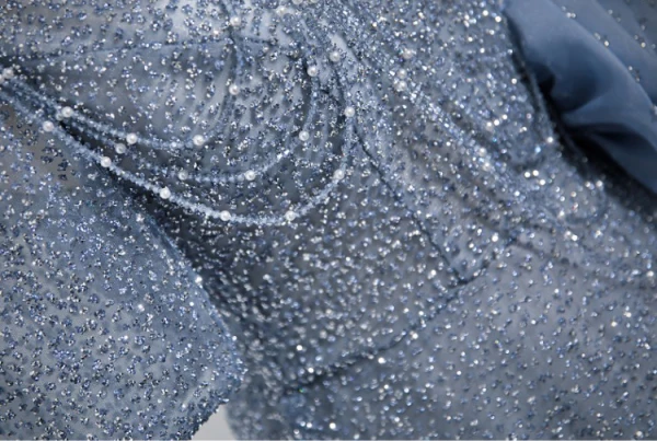 Sparkly Grey Beading Appliques Sequins Prom Dresses 2023 A-Line / Princess V-Neck Short Sleeve Backless Floor-Length / Long Formal Dresses