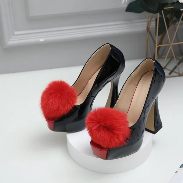 Chic / Beautiful Black Cocktail Party Pumps 2023 13 cm Stiletto Heels Open / Peep Toe Pumps High Heels