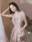 Flower Fairy Blushing Pink Beading Sequins Appliques Prom Dresses 2024 A-Line / Princess Square Neckline Sleeveless Backless Floor-Length / Long Prom Formal Dresses