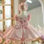 Flower Fairy Blushing Pink Beading Sequins Lace Flower Birthday Satin Flower Girl Dresses 2024 Ball Gown Scoop Neck Bow Short Sleeve Short Flower Girl Dresses