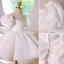 Sparkly Ivory Sequins Pearl Birthday Flower Girl Dresses 2022 Trumpet / Mermaid Scoop Neck Puffy Short Sleeve Bow Short Flower Girl Dresses