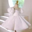 Sparkly Ivory Sequins Pearl Birthday Flower Girl Dresses 2022 Trumpet / Mermaid Scoop Neck Puffy Short Sleeve Bow Short Flower Girl Dresses