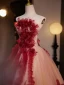 Chic / Belle Bordeaux Perlage Paillettes Robe De Bal 2024 Robe Boule Bustier Sans Manches Dos Nu Longue Promo Robe De Ceremonie