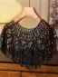 Vintage / Originale Noire Fait main Perlage Gland En Dentelle châle 2025
