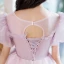 Chic / Beautiful Purple Birthday Flower Girl Dresses 2023 A-Line / Princess Scoop Neck Beading Sequins Puffy Short Sleeve Backless Floor-Length / Long Flower Girl Dresses