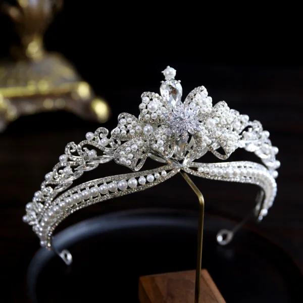 Baroque Bling Bling Alliage Perle Faux Diamant Argenté Accessoire Cheveux Mariage 2023 Mariage