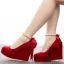 Roman Red Pearl Ankle Strap Bow Prom Womens Shoes 2025 10 cm Wedges Round Toe Womens Shoes