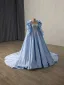 High-end Sky Blue Handmade  Beading Rhinestone Sequins Prom Dresses 2025 Ball Gown Scoop Neck Sleeveless Court Train Prom Formal Dresses
