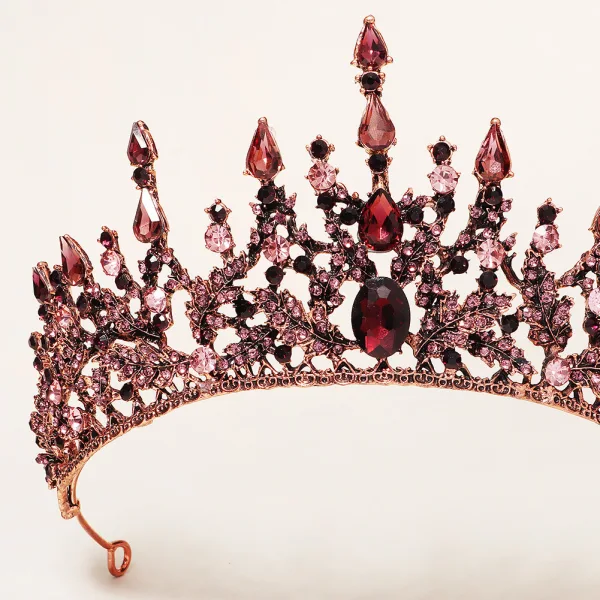 Vintage / Retro Rose Gold Crystal Rhinestone Wedding Tiara Bridal Hair Accessories Alloy 2022