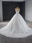 High-end White Handmade  Beading Sequins Wedding Dresses 2024 Ball Gown Scoop Neck Sleeveless Court Train Wedding