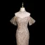 Luxe Scintillantes Champagne Perlage Faux Diamant Paillettes Robe De Soirée 2025 Trompette / Sirène Bustier Sans Manches Dos Nu Train De Balayage Soirée Robe De Ceremonie