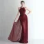 Sexy Burgundy Sequins Evening Dresses 2024 Trumpet / Mermaid Spaghetti Straps Sleeveless Backless Floor-Length / Long Evening Party Formal Dresses