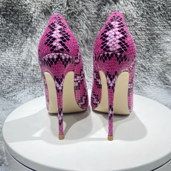Ovanlig Limegrön Gatukläder Snakeskin Trycket Pumps 2023 12 cm Stilettklackar Spetsiga Pumps Högklackade