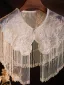 Charming White Handmade  Beading Tassel Lace Flower Prom shawl 2025