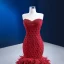 High-end Sexy Red Beading Rhinestone Sequins Feather Evening Dresses 2022 Trumpet / Mermaid Strapless Sleeveless Backless Court Train Evening Party