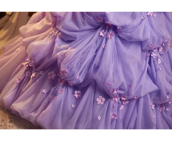 Luxus / Herrlich Lavendel Perle Applikationen Fallende Rüsche Ballkleider 2026 Ballkleid Bandeau Ärmellos Rückenfreies Lange Festliche Kleider