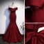 Illusion Burgundy Evening Dresses  2023 Trumpet / Mermaid Off-The-Shoulder Sleeveless Backless Bow Floor-Length / Long Evening Party Formal Dresses