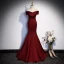 Illusion Burgundy Evening Dresses  2023 Trumpet / Mermaid Off-The-Shoulder Sleeveless Backless Bow Floor-Length / Long Evening Party Formal Dresses
