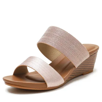 Mode Été Vêtement De Rue Rougissant Rose Sandales Femme 2022 Peep Toes Bout Ouvert 5 Cm Compensées Sandales
