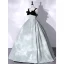 Fashion Black Prom Dresses 2022 Ball Gown Square Neckline Green Spotted Sleeveless Backless Bow Floor-Length / Long Formal Dresses