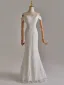 Elegant White Pearl Lace Flower Detachable Sweep Train Wedding Dresses 2025 Trumpet / Mermaid Off-The-Shoulder Sleeveless Backless