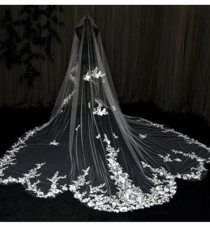 Mode Blanche En Dentelle Fleur Voile De Mariée 2024 Tulle
