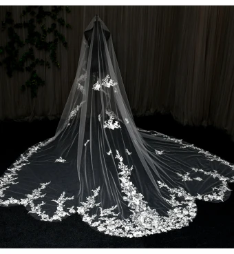 Mode Blanche En Dentelle Fleur Voile De Mariée 2024 Tulle