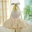Sparkly Fashion Champagne Sequins Tassel Birthday Short Flower Girl Dresses 2023 Ball Gown Scoop Neck Sleeveless Bow Flower Girl Dresses