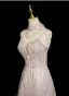 Scintillantes Rougissant Rose Perlage Faux Diamant Paillettes Robe De Bal 2025 Princesse Col Haut Sans Manches Dos Nu Longue Robe De Ceremonie