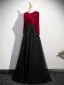 Vintage / Retro Burgundy Beading Velvet Prom Dresses 2025 A-Line / Princess Scoop Neck Long Sleeve Floor-Length / Long Formal Dresses