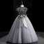 Chic / Beautiful Grey Sequins Prom Flower Girl Dresses 2022 Ball Gown Scoop Neck Sleeveless Sash Bow Floor-Length / Long Flower Girl Dresses