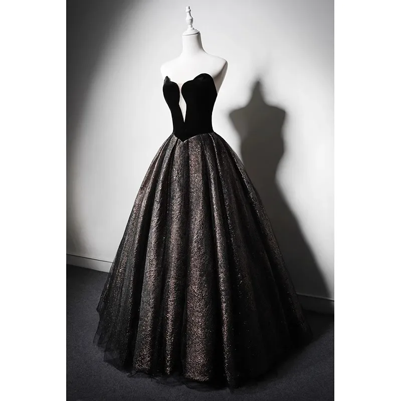 open lace back dress Mermaid V Neck Black Sequins Prom Dresses