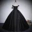 Élégant Noire Satin Robe De Bal 2023 Robe Boule De l'épaule Noeud Sans Manches Dos Nu Longue Promo Robe De Ceremonie