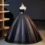 Charmant Sexy Schwarz Glanz Pailletten Strass Stoffgürtel Ballkleider 2023 Ballkleid Bandeau Ärmellos Rückenfreies Lange Ball Festliche Kleider