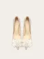 Charming Champagne Sequins Pearl Rhinestone Bow Wedding Shoes 2026 Leather 10 cm Stiletto Heels Pointed Toe Wedding Pumps High Heels