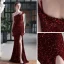 Scintillantes Noire Paillettes Robe De Soirée 2022 Trompette / Sirène Une épaule Sans Manches Dos Nu Longue Soirée Robe De Ceremonie