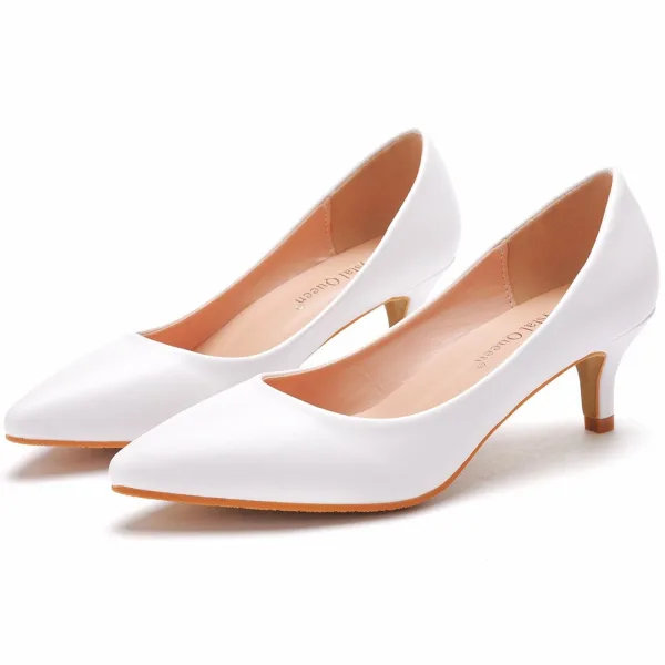 Bescheiden Witte Kantoor OL Pumps Hoge Hakken 5 cm Naaldhakken / Stiletto Spitse Neus Pumps