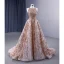 Sparkly High-end Rose Gold Handmade  Beading Sequins Prom Dresses 2023 A-Line / Princess Scoop Neck Sleeveless Sweep Train Prom Formal Dresses