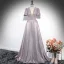 Sparkly Blushing Pink Glitter Prom Dresses 2024 A-Line / Princess V-Neck Short Sleeve Backless Floor-Length / Long Prom Formal Dresses