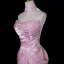 Fantaisiste Rose Bonbon Perlage Faux Diamant Paillettes Robe De Soirée 2026 Satin Trompette / Sirène Bustier Sans Manches Dos Nu Train De Balayage Robe De Ceremonie