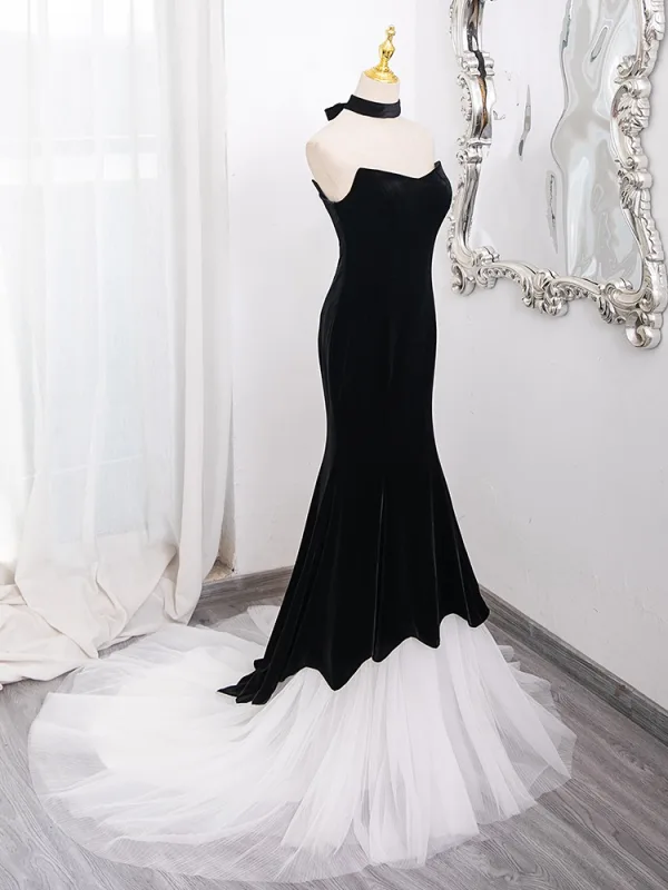 Sexy Black Evening Dresses 2024 Ball Gown Strapless Sleeveless Backless Sweep Train Evening Party Formal Dresses
