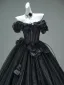 Haut de Gamme Vintage / Originale Noire Appliques Robe De Bal Robe Boule 2025 De l'épaule Manches Courtes Dos Nu Train De Balayage Robe De Ceremonie